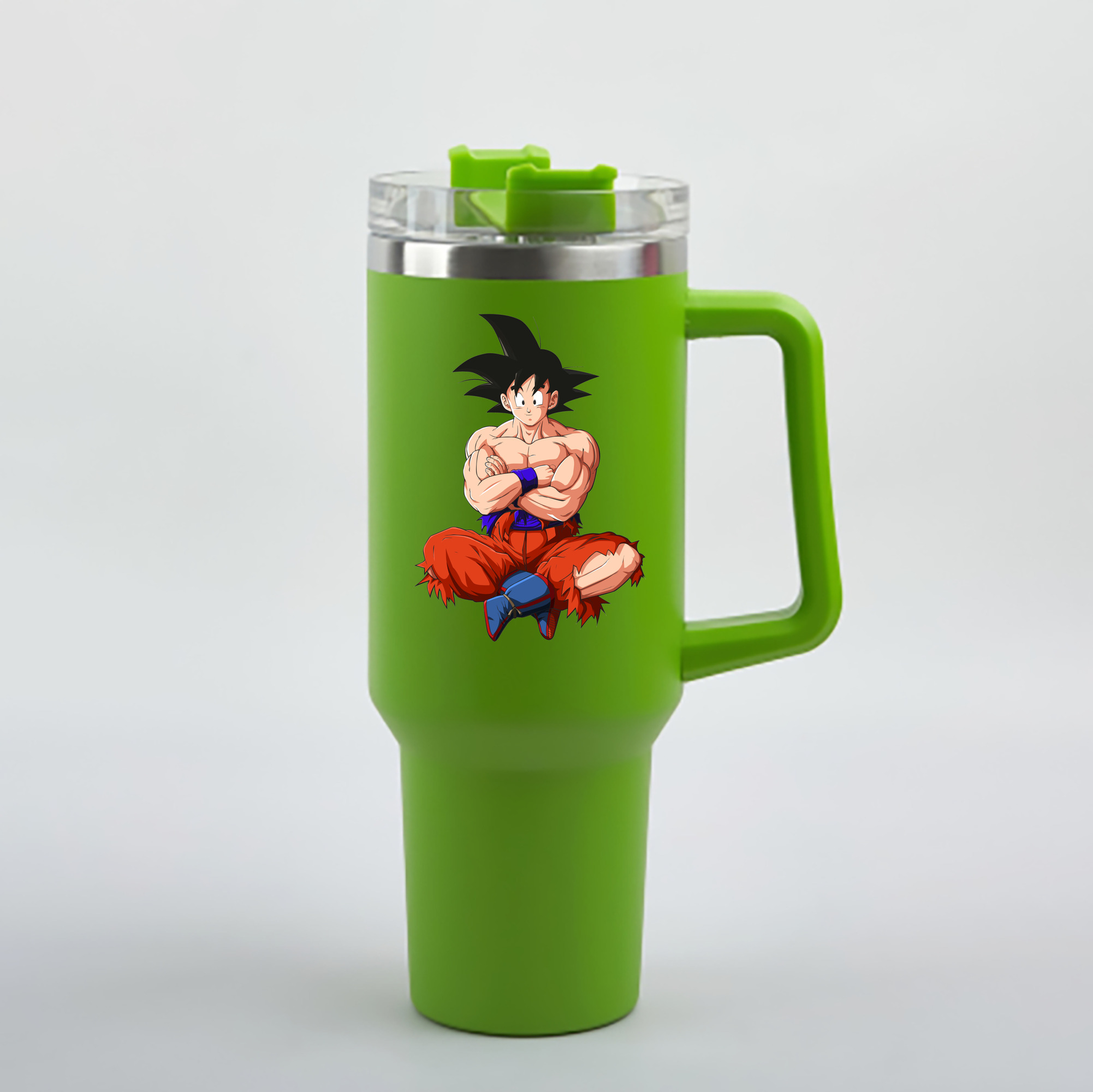 （画像用） ドラゴンボール 孫悟空（そん ごくう）Son Goku カカロット DRAGON BALL Kakarotto 1200mL車用タンブラー - クリスタルステッカー（プラスチックストロー付き）